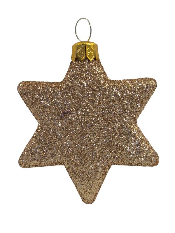 Chocolate, Bronze & Gold Glittered Star Decorations - 8 x 65mm 