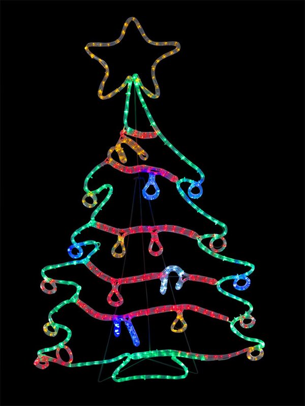 Christmas Tree With Decorations LED Rope Light Silhouette - 1.2m — image 2