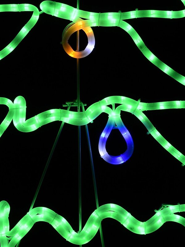 Christmas Tree with Star & Ball LED Rope Light Silhouette - 1.1m