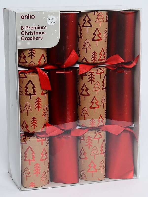 Christmas Trees Pattern On Kraft Paper Look & Solid Red Bon Bons - 8 x 36cm — image 2