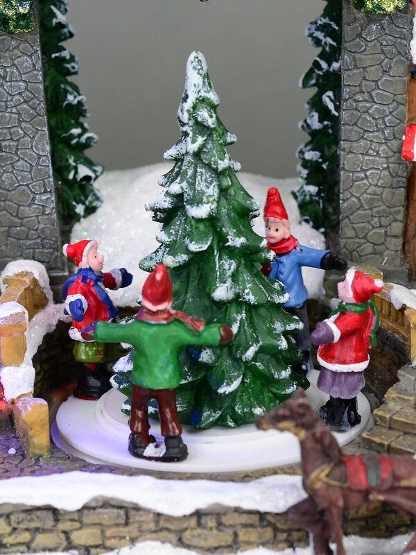 Christmas Village Scene With Santa's Workshop & Moving Children - 33cm — image 7