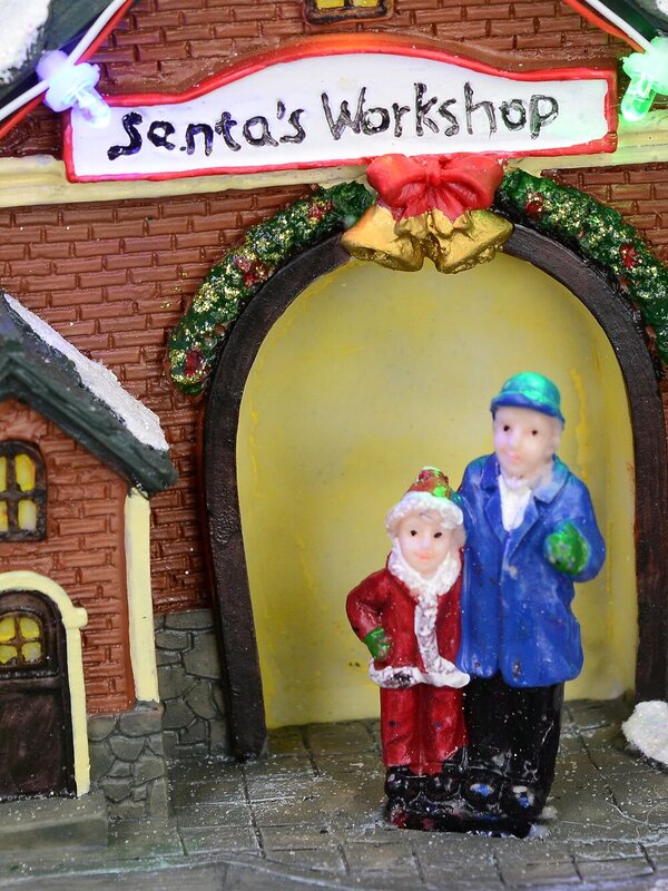 Christmas Village Scene With Santa's Workshop & Moving Children - 33cm — image 6