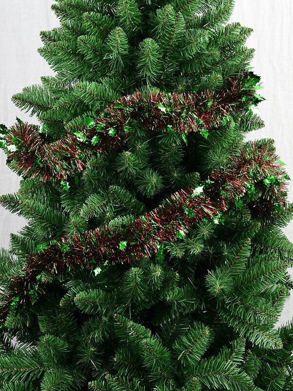 Classic 6ply Green Holly & Red Fir Christmas Tinsel Garland | 2.7m x 80mm — image 2