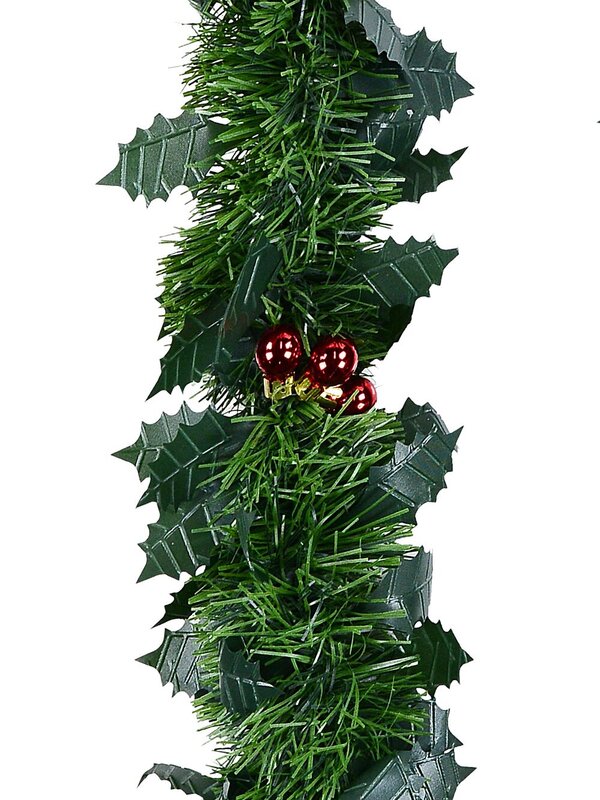 Classic 8ply Holly & Red Berries Fir Christmas Tinsel Garland | 5m x 90mm — image 3