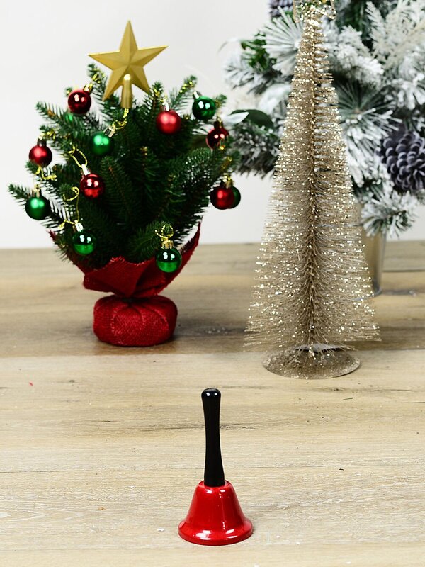 Classic Red Santa Hand Bell Black Handle & Festive Chime | 13cm — image 2