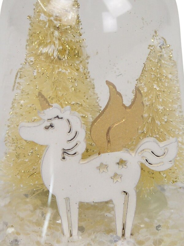 Clear Bell with Gold Trees & Unicorn Christmas Tree Hanging Decoration - 12cm — image 2