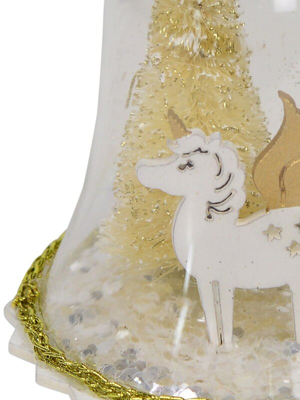 Clear Bell with Gold Trees & Unicorn Christmas Tree Hanging Decoration - 12cm — image 3