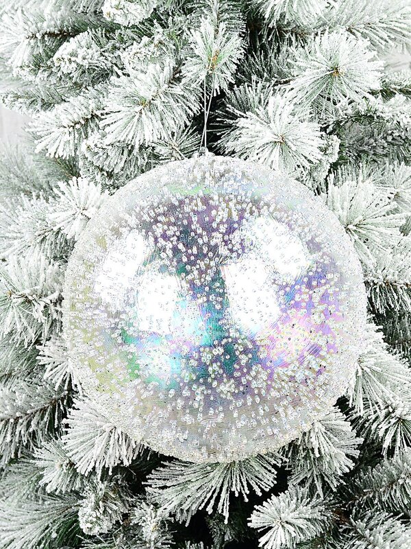 Clear Iridescent Beaded Monumental Large Display Bauble | 30cm — image 5