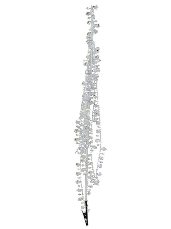 Clear Iridescent Diamante Bead Spray Long Christmas Clip Stem | 45cm — image 4