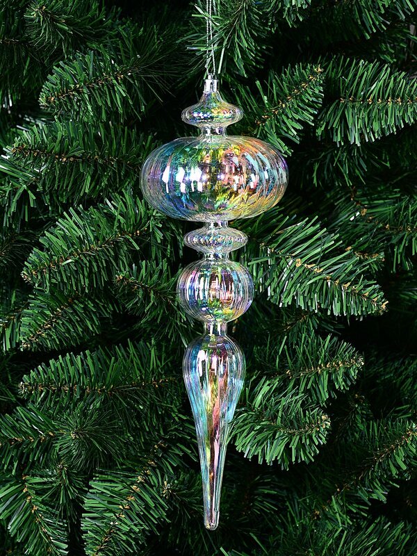 Clear Iridescent Lustrous Grand Icicle Finial Drop | 30cm — image 2