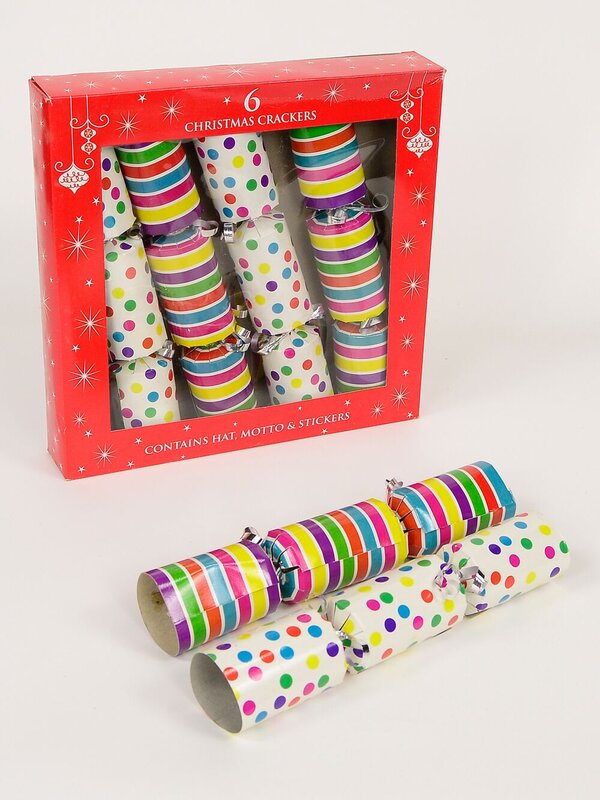 Colourful Festive Stripe & Dot Design Christmas Cracker Bon Bons - 6 x 25cm — image 4