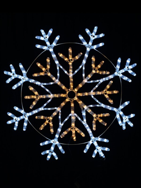 Cool & Warm White LED Radiating Snowflake Rope Light Silhouette - 94cm