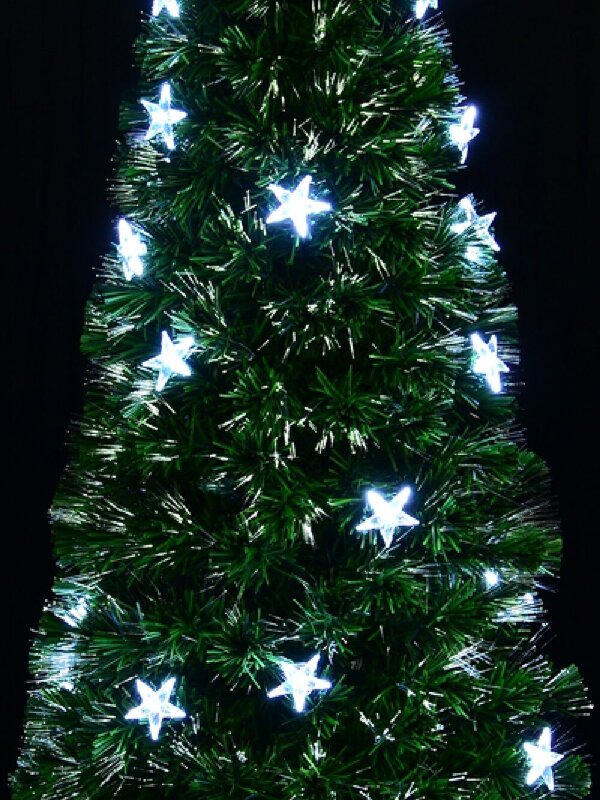 Cool White Fibre Optic Christmas Tree With 230 Tips & Star Decorations - 1.8m — image 3