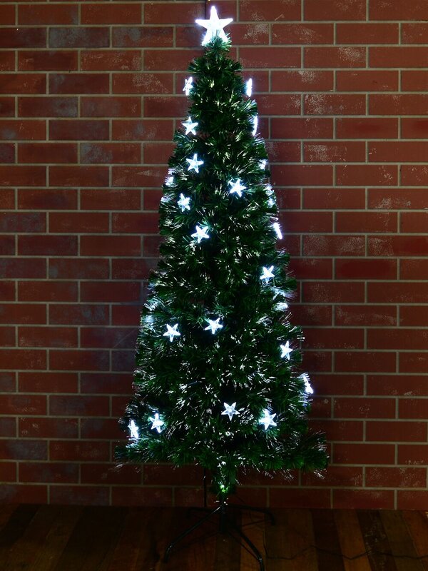 Cool White Fibre Optic Christmas Tree With 230 Tips & Star Decorations - 1.8m — image 4