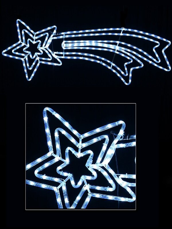 Cool White LED Shooting Christmas Star Rope Light Display Silhouette - 1.2m — image 2