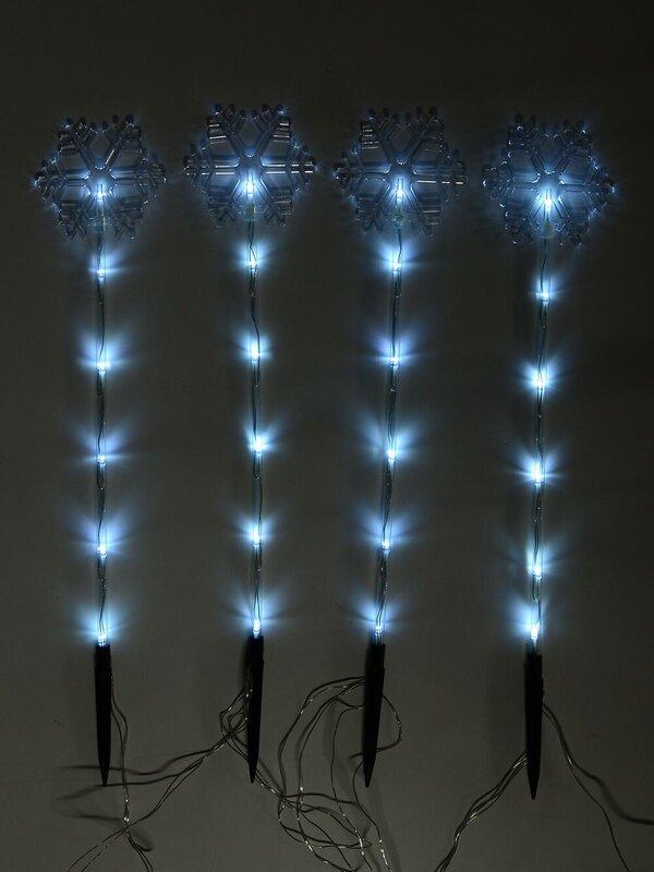 Cool White LED Snowflake On A Pole Garden Christmas Path Lights - 4 x 49cm — image 2