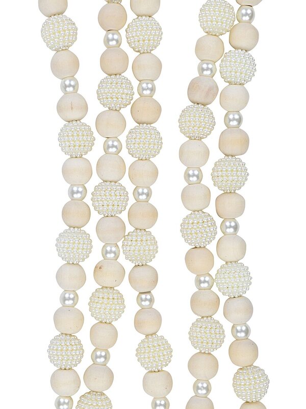 Cream Pearl & Natural Wood Radiant Beaded Garland | 1.8m — image 3