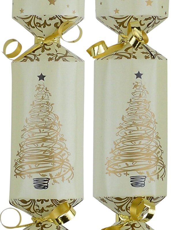 Cream With Gold Christmas Tree & Stars Christmas Cracker Bon Bons - 50 x 26cm — image 2