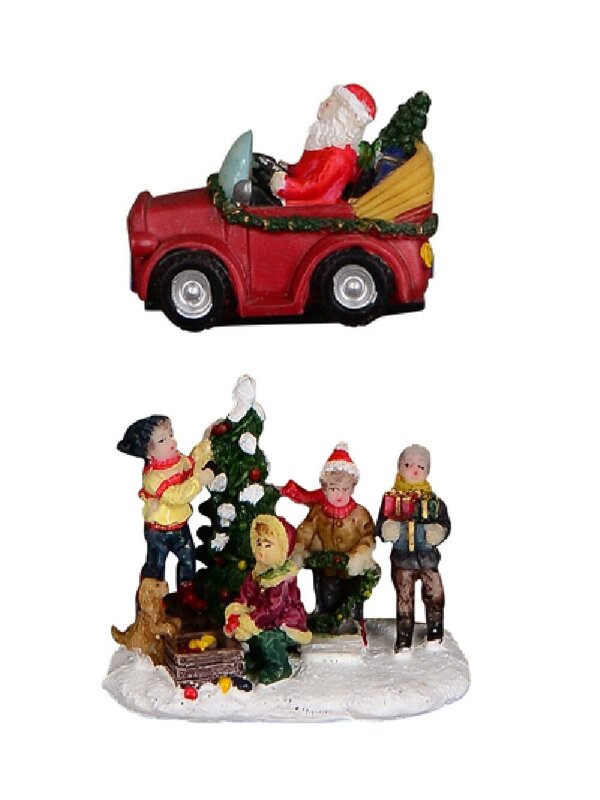 Cruising Santa, Decorating Tree & Gift Giving Christmas Figurines - 8 Piece Set — image 2