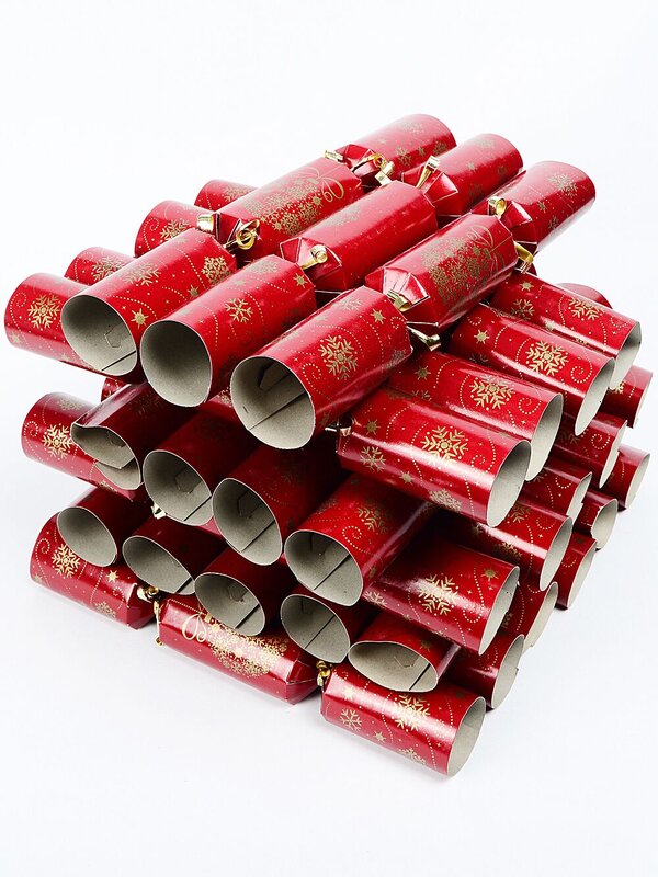 Dark Red With Gold Snowflakes Christmas Cracker Bon Bons - 100 x 28cm — image 2