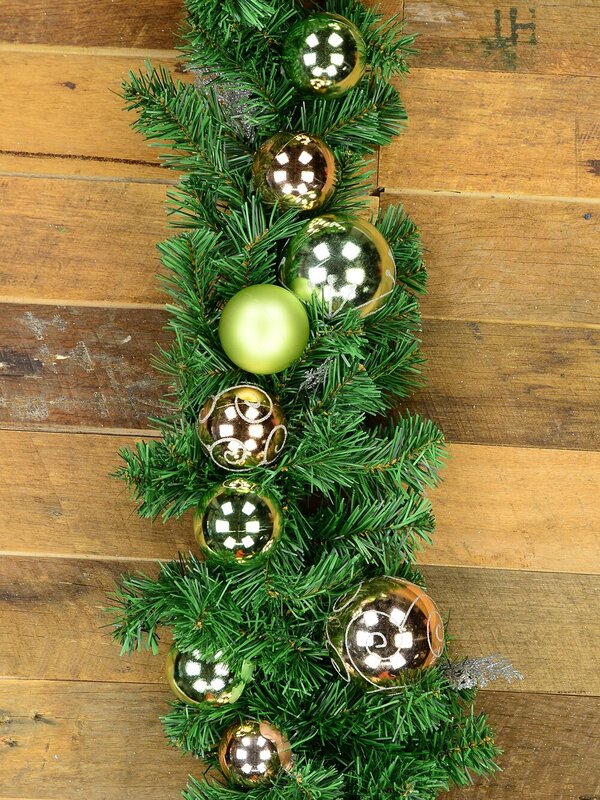 Decorated Antique Mint & Rose Gold Baubles Pine Christmas Garland - 2.3m — image 4