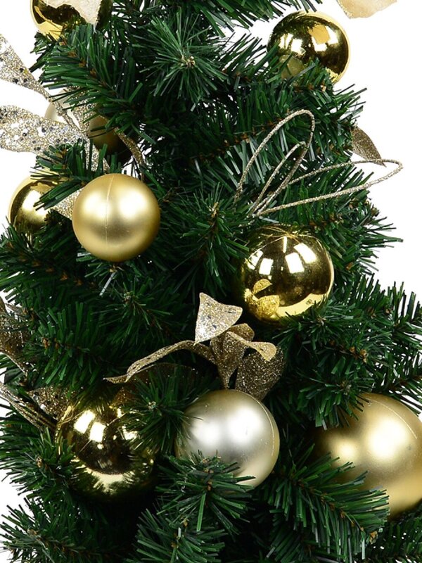 Decorated Gold & Champagne Bauble & Leaf Stem Pine Table Top Tree - 60cm — image 3