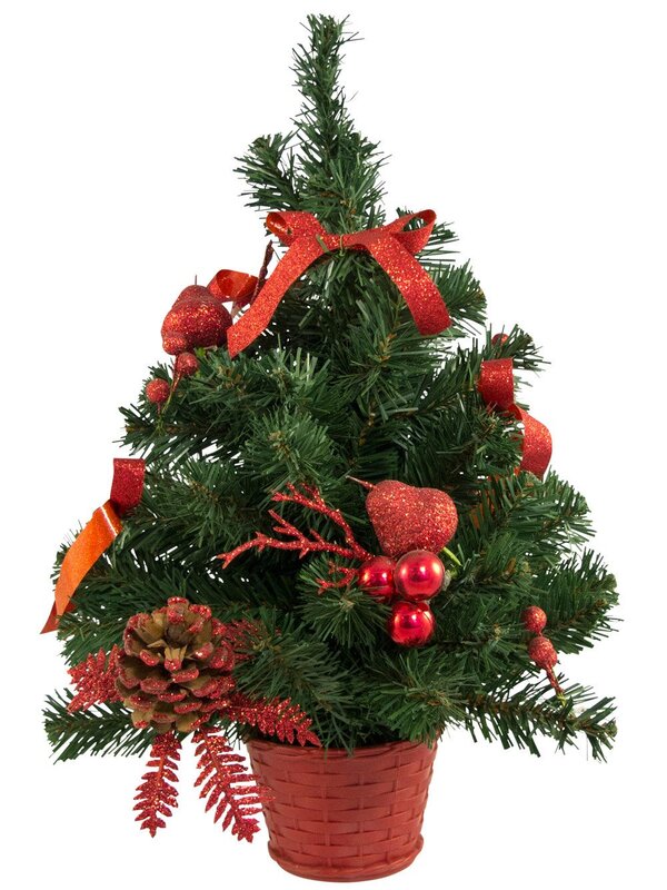 Decorated Red Glittered Fruit & Pine Cone Table Top Tree - 45cm — image 2