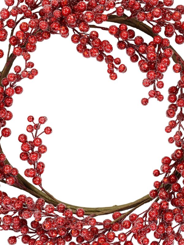 Decorative Lightly Frosted Red Berry Bare Vine Wreath - 63cm — image 3