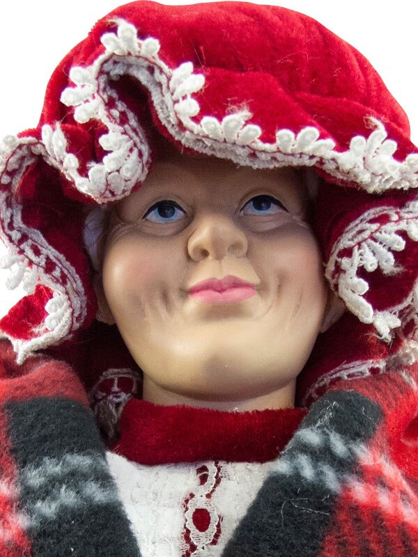 Decorative Mrs Claus With Tartan Shawl & Gifts - 46cm