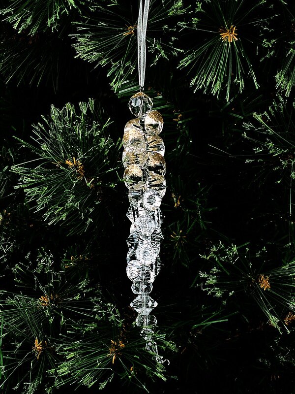 Diamond & Champagne Gold Glitter Icicle Whimsical Essential Ornament | 26cm — image 2