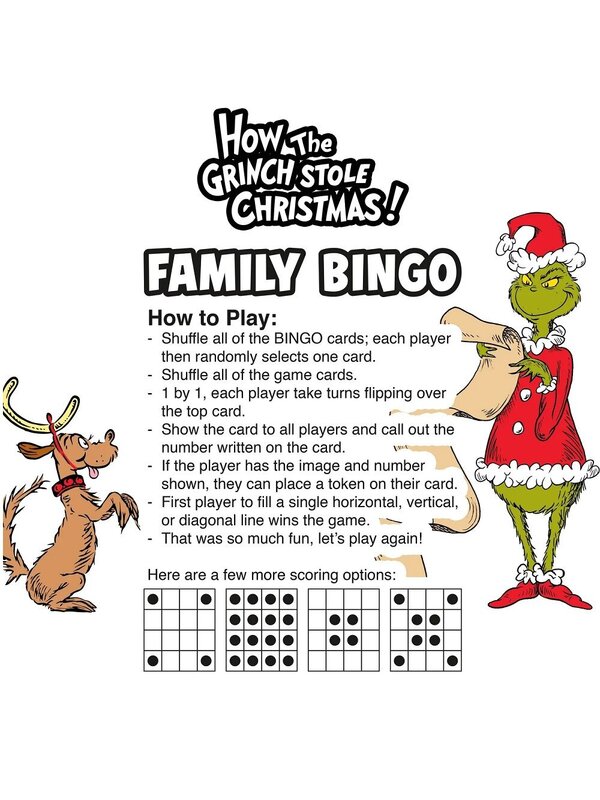 Dr. Seuss How The Grinch Stole Christmas! Family Bingo Game -  2 to 18 Players — image 4