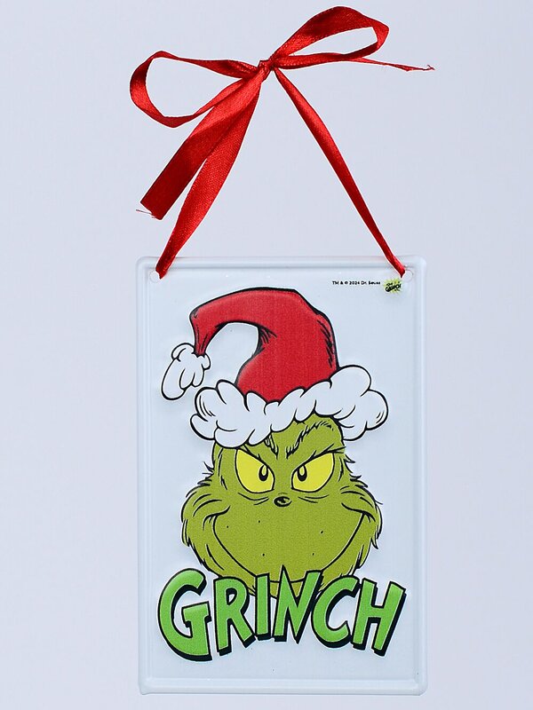 Dr. Seuss Smirking Grinch Hanging Metal Plaque Sign | 15cm — image 3