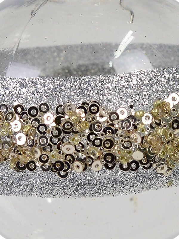 Dynamic Clear Statement Silver Glitter & Gold Sequin Baubles | 80mm — image 3