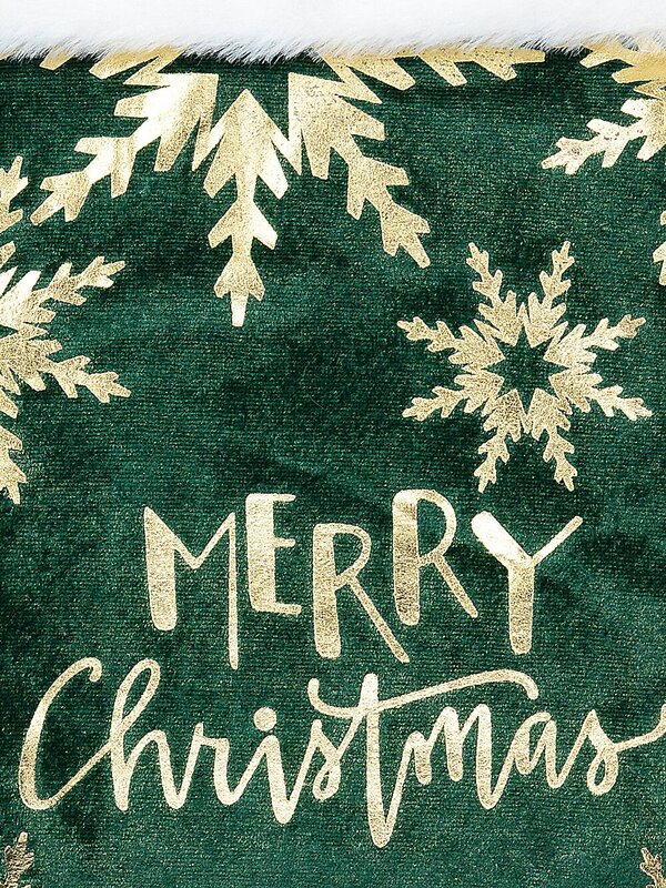 Emerald Velvet Gold Snowflake & Script Christmas Stocking | 45cm — image 3