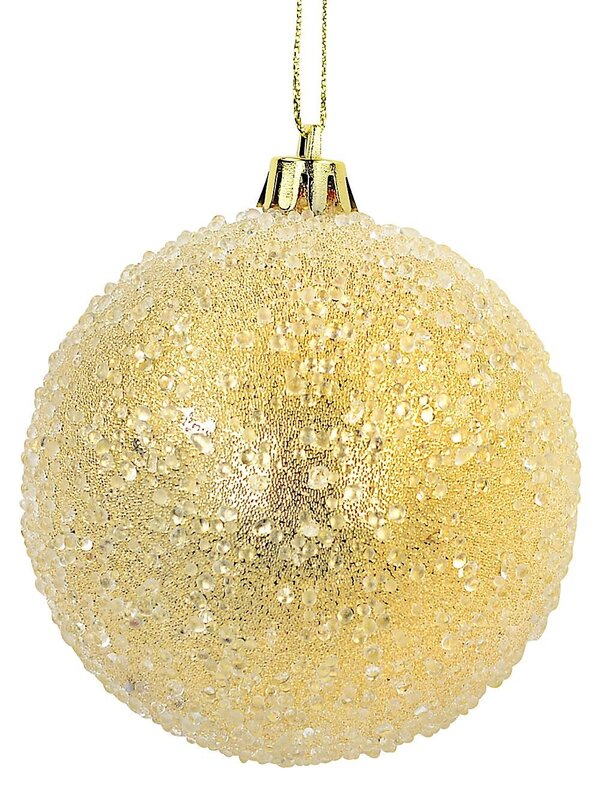 Encrusted & Snowflake Design Soft Gold Baubles - 4 x 80mm