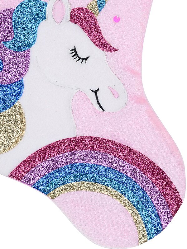 Fabulous Unicorn, Rainbow & Star Applique Velvet Christmas Stocking - 48cm — image 4