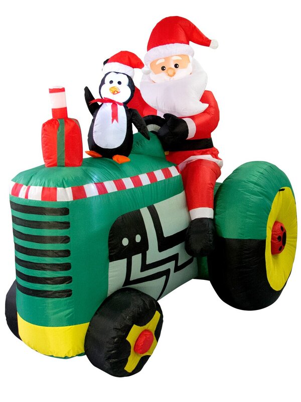 Farmer Santa Driving Tractor Illuminated Inflatable - 1.7m — image 2