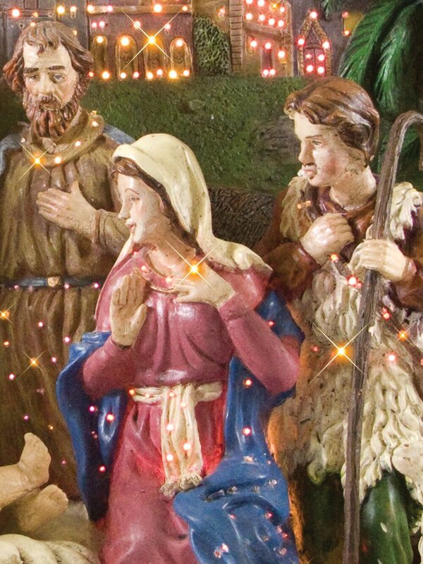 Fibre Optic Resin Manger Setting Nativity Scenes - 44cm