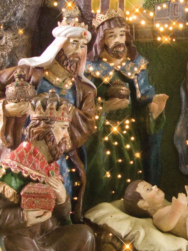 Fibre Optic Resin Manger Setting Nativity Scenes - 44cm