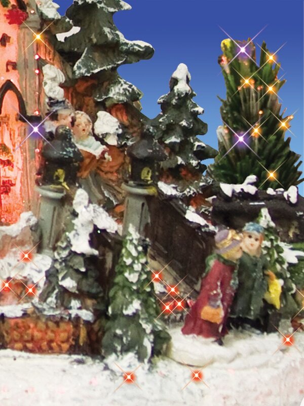 Fibre Optic Village Scene With Characters - 34cm