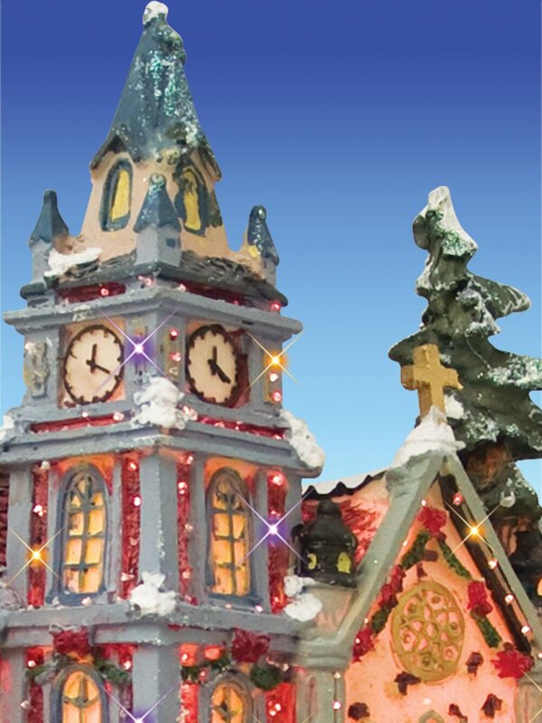 Fibre Optic Village Scene With Characters - 34cm
