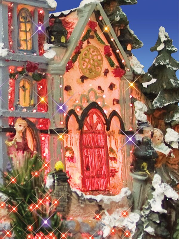Fibre Optic Village Scene With Characters - 34cm