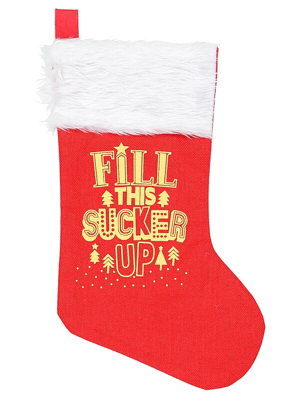 Fill This Sucker Up Red Hessian Christmas Stocking With Faux Fur Cuff | 40cm — image 3