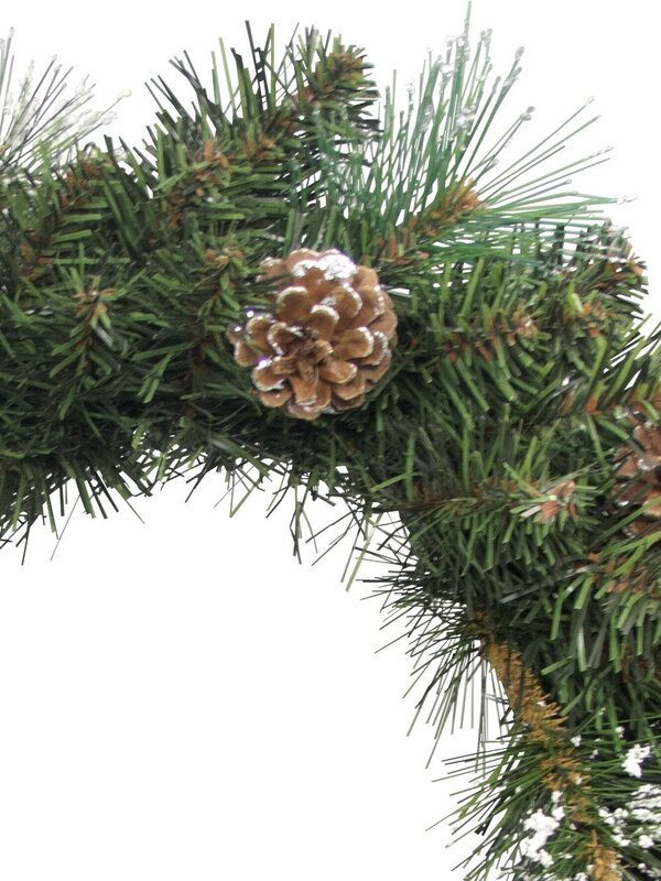 Flocked & Glittered Pine Cone Wreath With 80 Tips - 45cm
