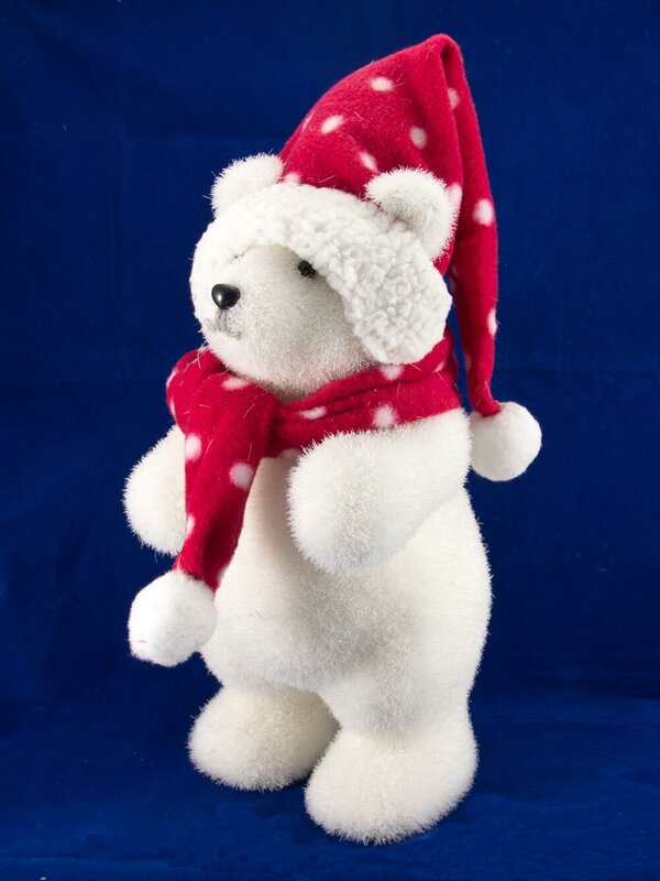 Flocked Styrofoam Furry Standing Bear Ornament - 34cm