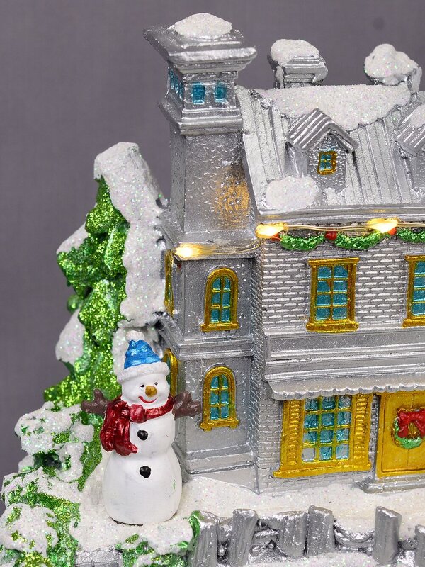 Flying Santa & Reindeer Over Snowy Winter Christmas Village Scene - 38cm — image 7