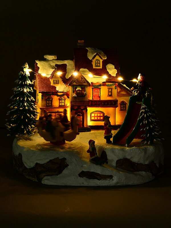 Fun Slide & Merry-Go-Round At Santa's Workshop Christmas Village Scene - 23cm — image 3