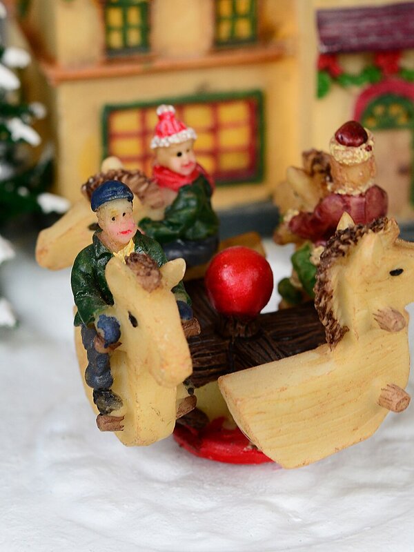 Fun Slide & Merry-Go-Round At Santa's Workshop Christmas Village Scene - 23cm — image 7