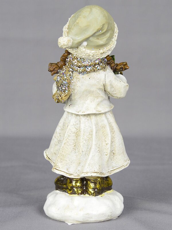 Girl with Christmas Tree Standing Ornament - 19cm