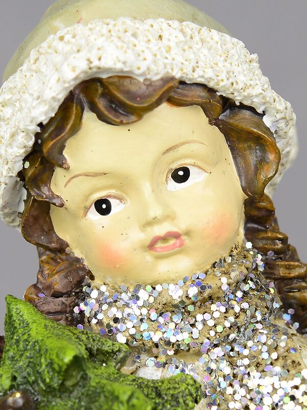 Girl with Christmas Tree Standing Ornament - 19cm